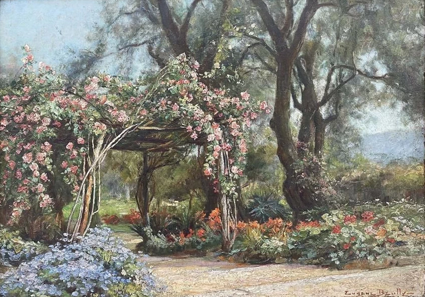 Eugène Auguste François Deully - Pergolato con fiori in Provenza